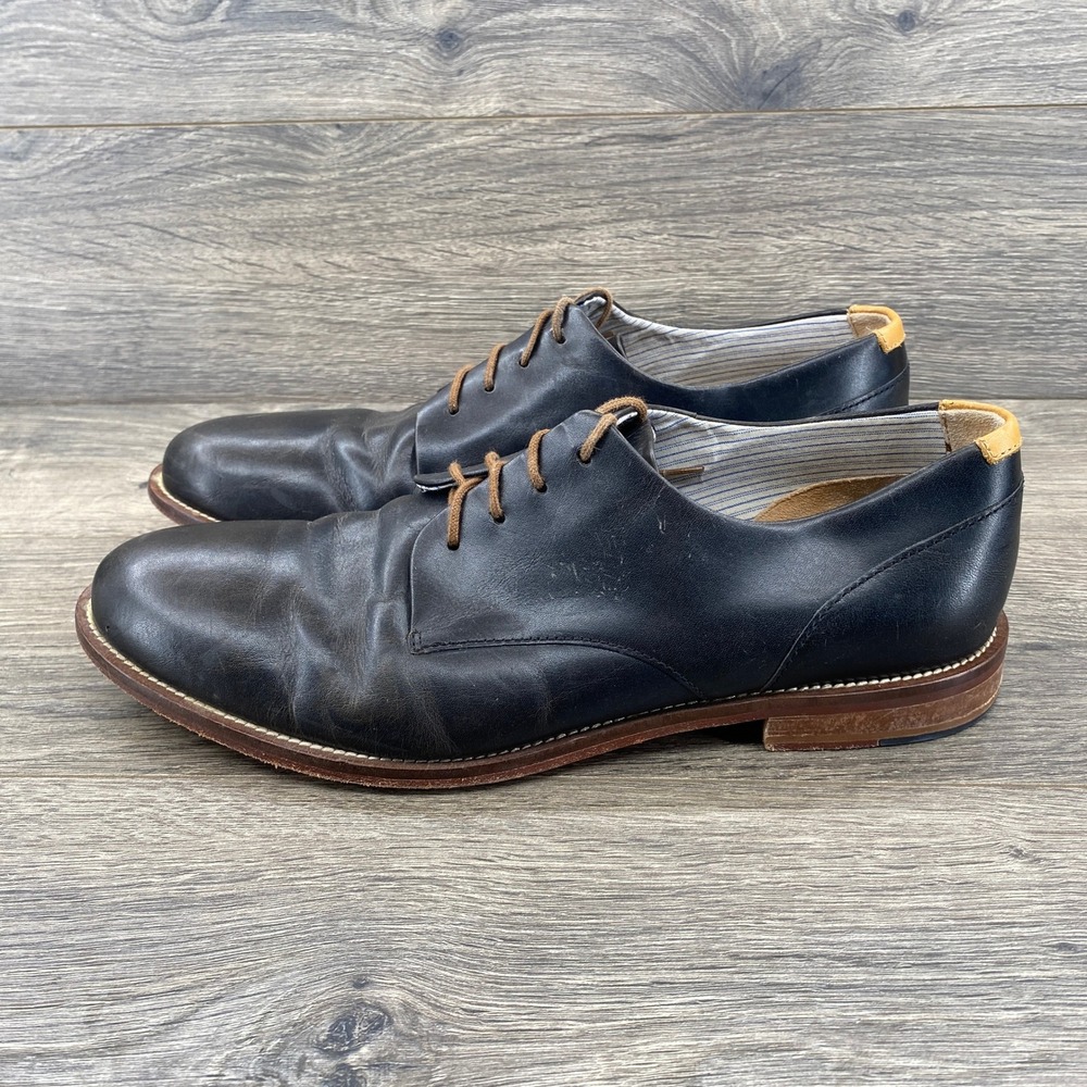 J Shoes William 15113 Derby Mens Size 11 Navy Blue Leather Handcrafted Sole